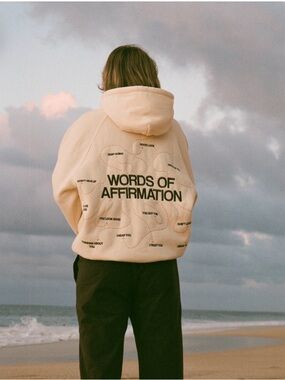 DANDY NWT “Words of Affirmation" Oversized Lux Hoodie in Cream